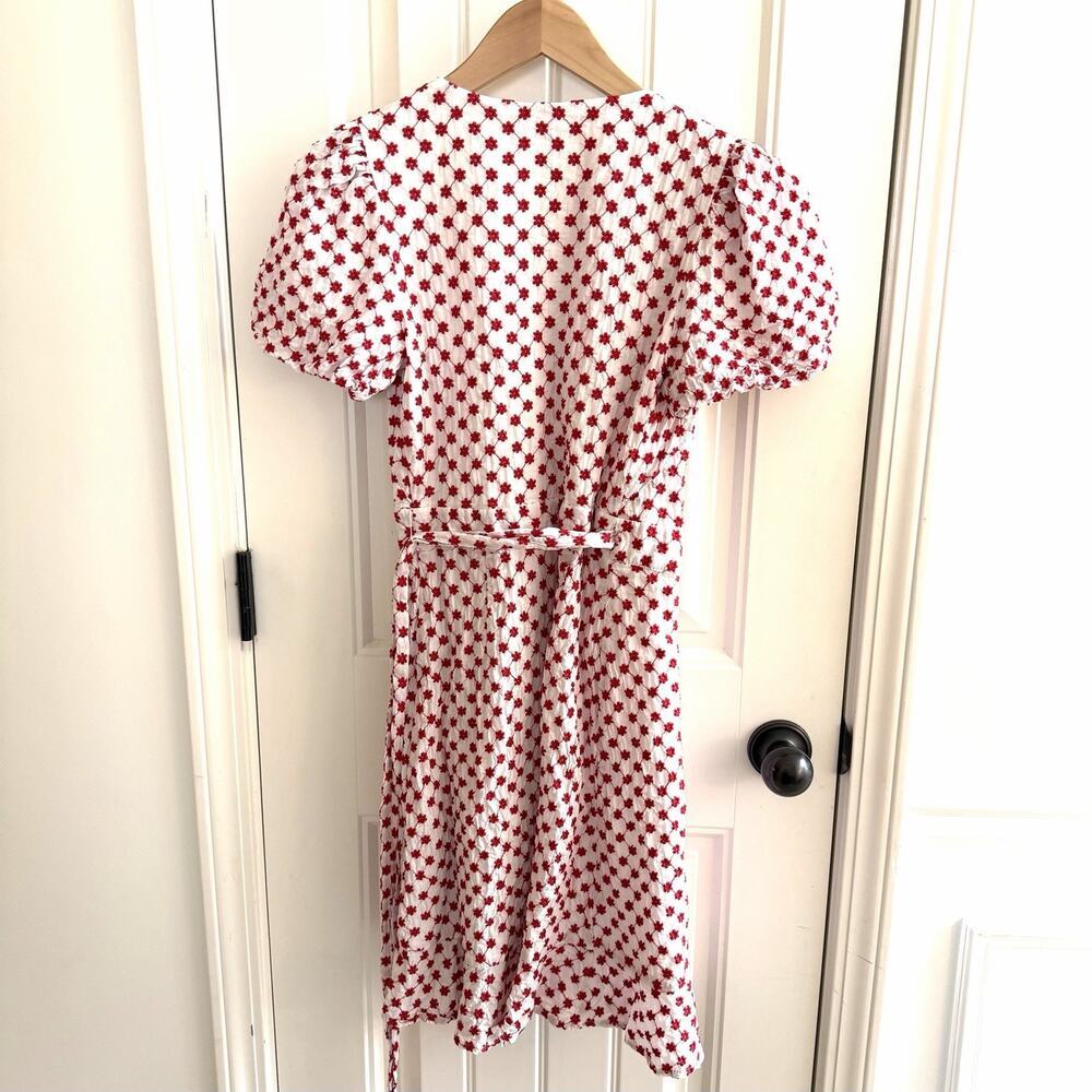 Draper James RSVP Red Floral Wrap Dress Size XS Puff Sleeve - Picture 5 of 10